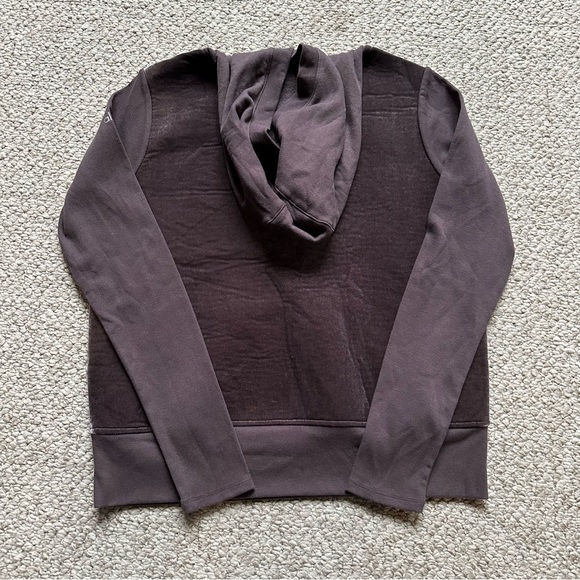 ALO Luxe Velour Long Sleeve Hoodie Sweatshirt in Raisin - Picture 4 of 5